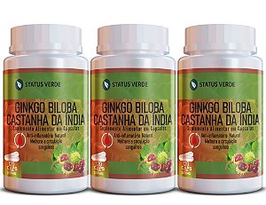 Kit 3 Ginkgo + Castanha da Índia 360Cáps 500mg Status Verde