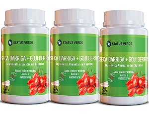 Kit 3 Seca Barriga + Goji Berry 500mg 360Cáps - Original - Status