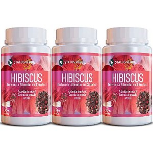 Kit 3 Hibiscus 180Cáps 500mg Status Verde