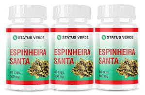 Kit 3 Espinheira Santa 180 Cápsulas 500mg Status Verde