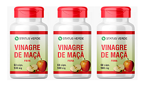 Kit 3 Vinagre de Maçã 180 Cápsulas 500mg Status Verde