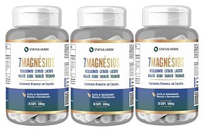Kit 3 - 7 Magnésios 30 Cápsulas 500mg Status Verde