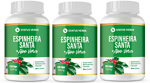 Kit 3 Espinheira Santa + Aloe vera 360 Cápsulas 500mg Status Verde