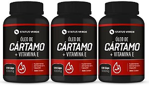 Kit 3 Óleo de Cartámo + Vitamina E 1000 Mg 360 Cápsulas Status Verde