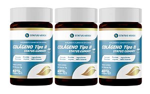 Kit 3 Colágeno Tipo II Status Gummy 40mg 90 Gomas Sabor de Laranja