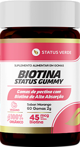 Kit 12 Biotina  60 Gomas 2g Sabor Morango  Status Gummy