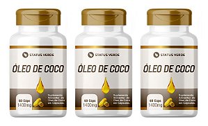 Kit 3 Óleo de Coco 180 Cápsulas 1400 mg  Status Verde
