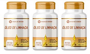 Kit 3 Óleo de Linhaça 180 Cápsulas1400 mg Status Verde