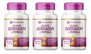 Kit 3 Borragem + Prímula 180 Cápsulas 760 mg Status Verde