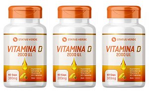 Kit 3 Vitamina D 2.000 U.I 180 Cápsulas 380 mg  Status Verde