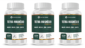 Kit 3 Tetra-Magnésio  Premium 360 Cápsulas 500 mg Status Verde