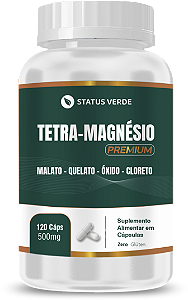 Kit 12 Tetra-Magnésio  Premium 120 x 12  Cápsulas 500 mg Status Verde