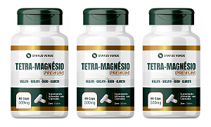 Kit 3 Tetra-Magnésio  Premium 180 Cápsulas 500 mg Status Verde