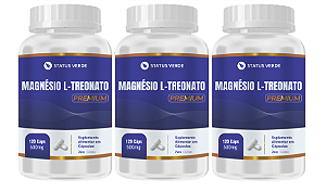 Kit 3 Magnésio L-Treonato Premium 360 cápsulas 500mg - Status Verde