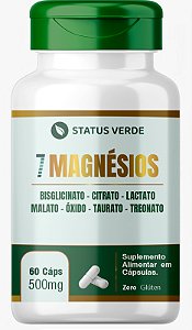 Kit 12 - 7 Magnésios 60 Cápsulas 500mg Status Verde