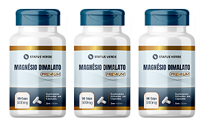 Kit 3 Magnésio Dimalato Premium 180 Cápsulas 500mg Status Verde