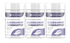Kit 3 Glucosamina + Condroitina 500mg 180 Cápsulas Status Verde