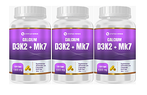 KIT 3 D3+K2 + MK7 Cálcio e Magnésio 360 Cápsulas 1000mg - Status Verde