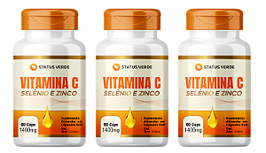Kit 3 Vitamina C Selênio e Zinco 180 Cápsulas 1400 mg Status Verde