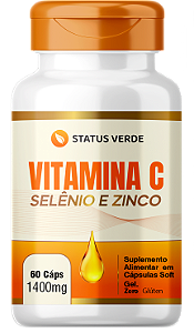 Kit 12 Vitamina C Selênio e Zinco 60 Cápsulas 1400 mg Status Verde