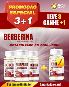 PROMOÃO- Kit 3 Berberina 180 Cápsulas 500mg Status verde 1 GRÁTIS