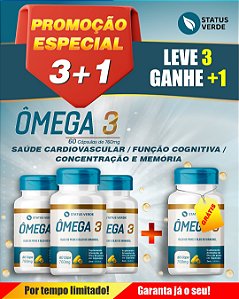PROMOÇÃO - Kit 3 Ômega 3 - 180 Cápsulas 760mg Status Verde 1 GRÁTIS