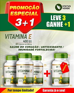 PROMOÇÃO - Kit 3 Vitamina E 400 U.I 180 Cápsulas 380 mg Status Verde 1 GRÁTIS