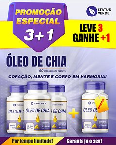 PROMOÇÃO - Kit 3 Óleo de Chia 180 Cápsulas 1400mg Status Verde 1 GRÁTIS