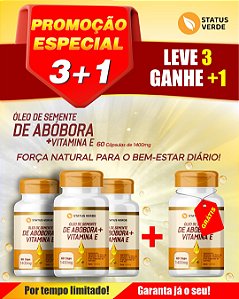 PROMOÇÃO - Kit 3 Óleo de Semente de Abóbora + Vitamina E 180 Cápsulas 1400mg Status Verde 1 GRÁTIS