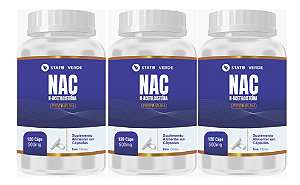 Kit 3 NAC N-Acetilcisteína 500mg - 360 Cápsulas Status Verde