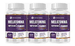 Kit 3 Melatonina + Triptofano e Vitaminas 360 Cápsulas 500mg Status Verde