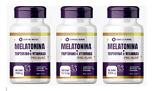 Kit 3 Melatonina + Triptofano e Vitaminas 180 Cápsulas 500mg Status Verde