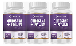 Kit 3 Quitosana + Psyllium 360 Cápsulas 500mg Status Verde