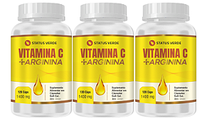 Kit 3 Vitamina C + Arginina 360 Cápsulas 1400mg Status Verde