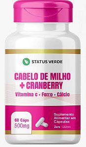 Cabelo de Milho + Cranberry 500mg - 60 Cápsulas | Status Verde
