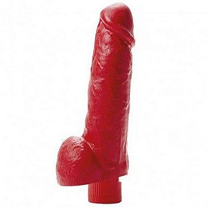 Protese Com Vibrador Interno Vermelho