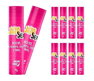 Kit Jato Sex Boom Gel Comestível Esquenta, Gela e Vibra 18ml - Emb. c/ 10 und. Pepper Blend