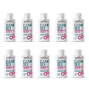 Clean Sex Sabonete Líquido Menta 60ml Hot Flowers Kit com 10Un.