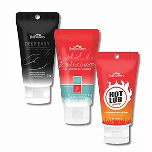 Kit 3 Géis Lubrificantes- Hot Lub - Delirium e Deep Easy