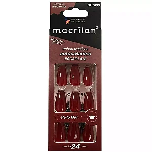 Unhas Postiça Autocolante 24un- Macrilan-Bailarina-Escarlate