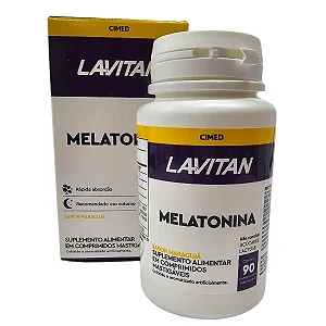 Melatonina Original Sabor Maracujá 90 Comprimidos Mastigáveis Cimed Lavitan Sono