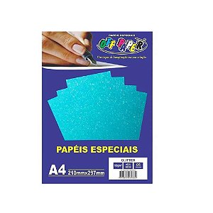 Papéis Especiais com Glitter - 180g - Pacote com 5 folhas A4