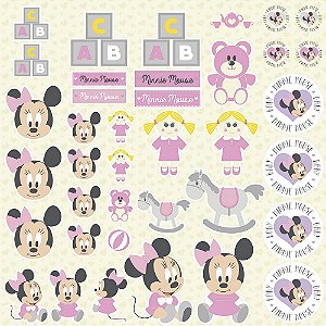 Scrap Dupla Face Baby Minnie 2 Recortes - 19323 - Toke e Crie