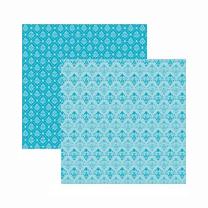 Scrap Dupla Face Básico Luxo - Azul Bebê Arabesco - 21521