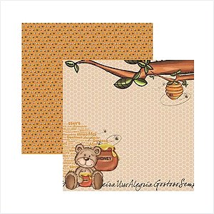 Papel Scrap Dupla Face Meu Amigo Urso Colméia - 16391