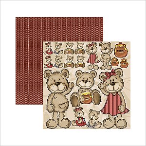 Papel Scrap Dupla Face Meu Amigo Urso Recorte - 16393