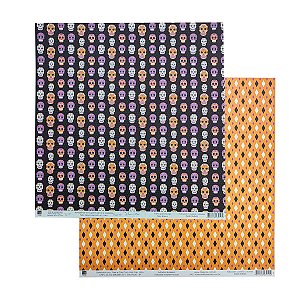 Papel Scrap Dupla Face Halloween Caveiras Coloridas- SBM40