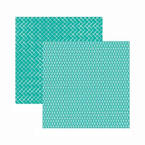 Scrap Dupla Face Básico Luxo - Turquesa Xadrez- 21473