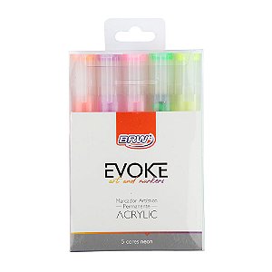 Marcador Artístico Evoke 5 Cores- Neon BRW