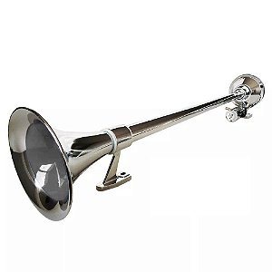 Buzina a ar cromada grande 74cm 1 corneta 12V